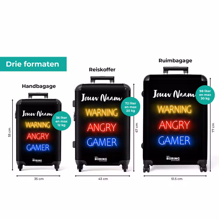 Koffer met naam - Warning Angry Gamer — 3