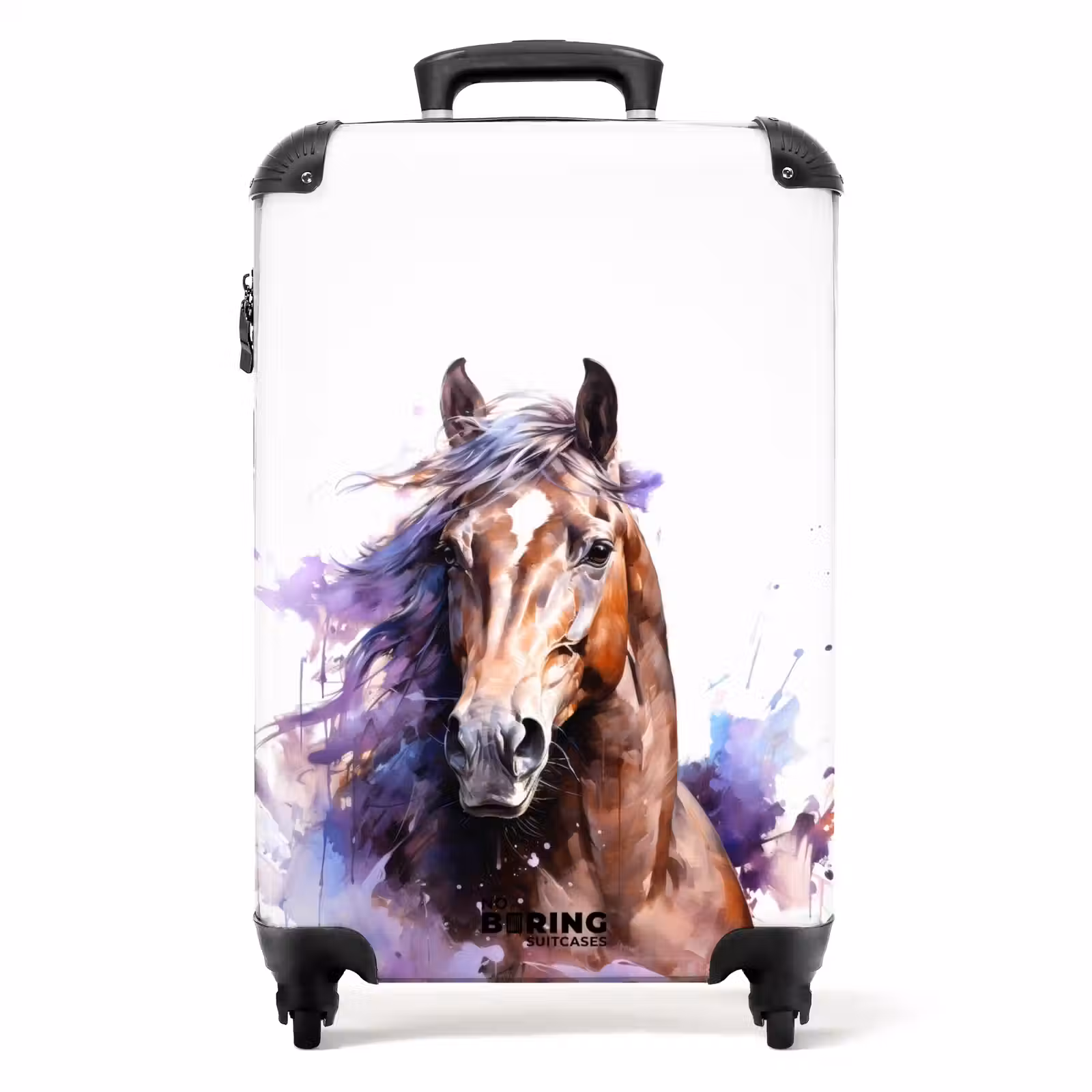 Koffer met naam - Aquarel paard met kleurrijke spatten — 1
