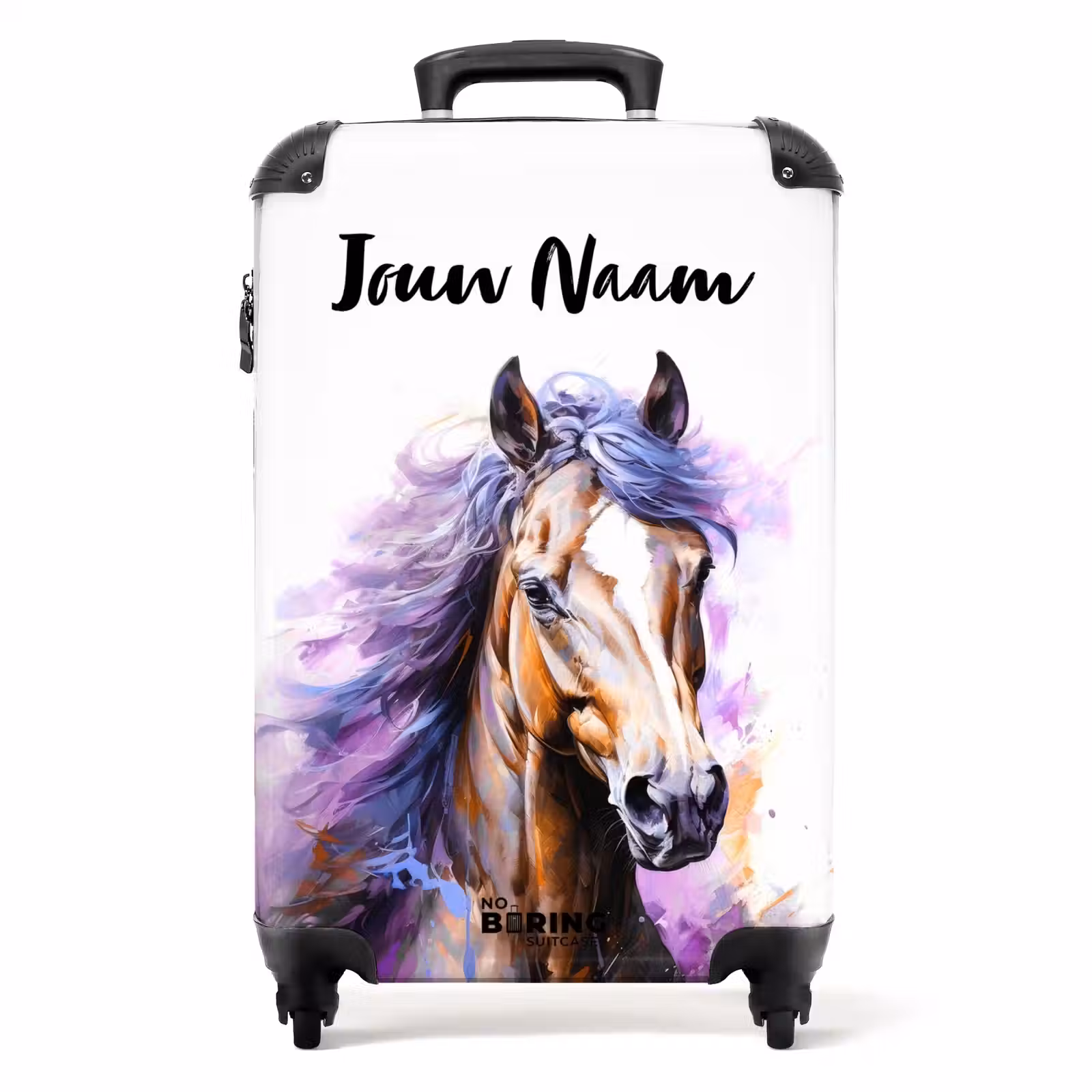 Koffer met naam - Aquarel paard met paarse manen — 1