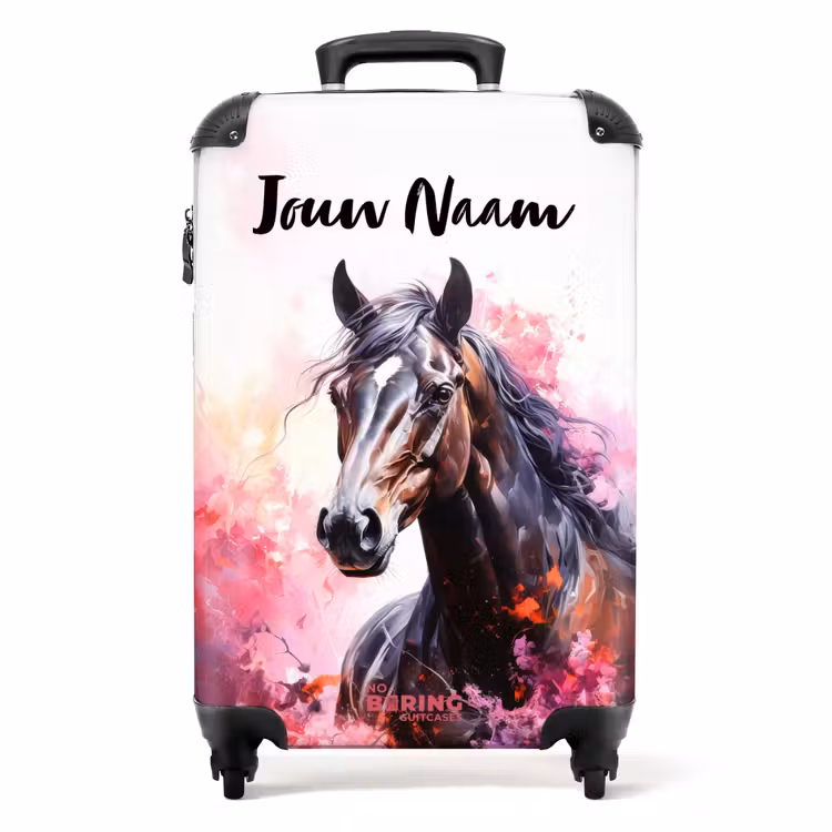 Koffer met naam - Aquarel paard in kleurexplosie — 1
