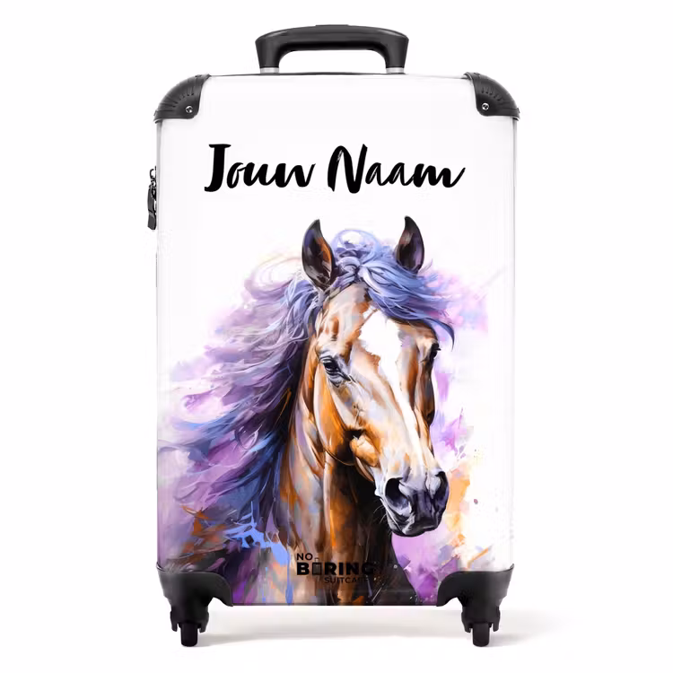 Koffer met naam - Aquarel paard met paarse manen — 1
