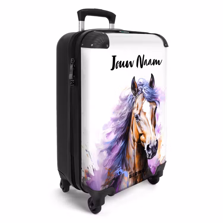 Koffer met naam - Aquarel paard met paarse manen — 2