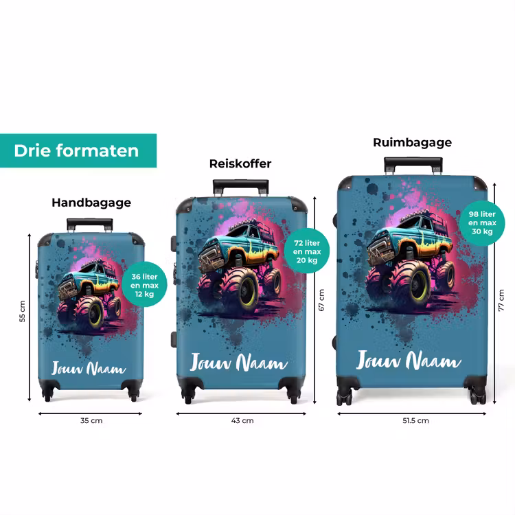 Koffer met naam - Monster Wheels — 3