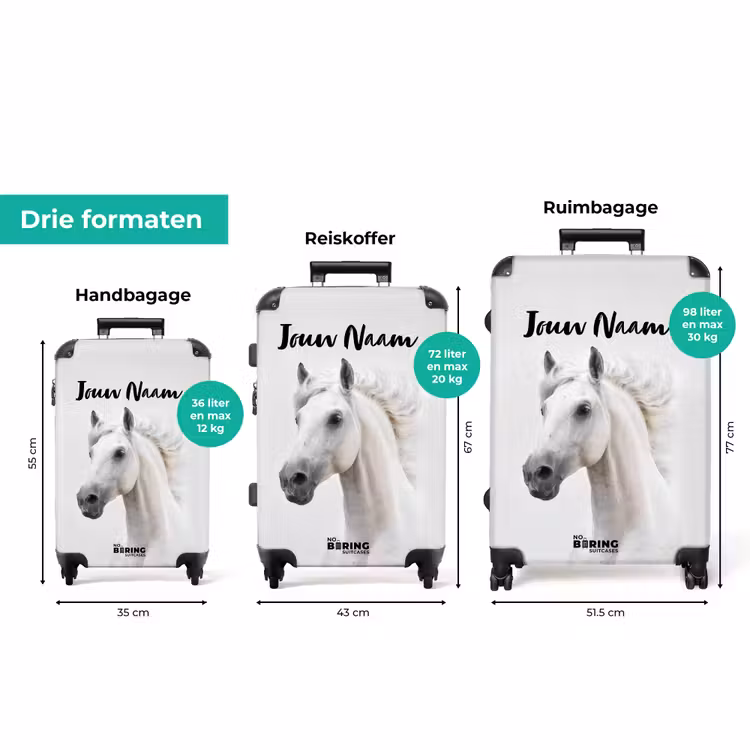 Koffer met naam - Wit paard met wapperende manen — 3