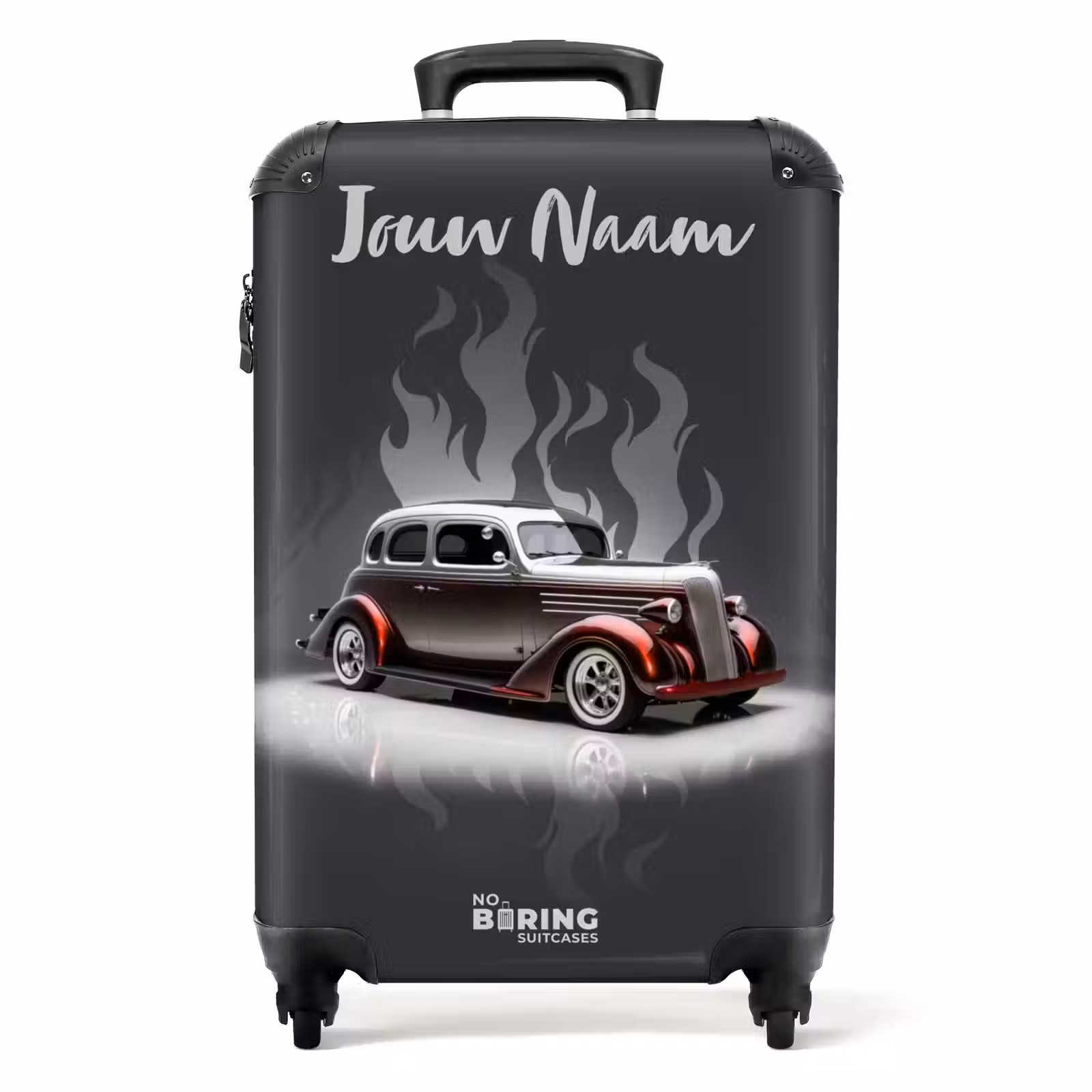 Koffer met naam - Grijze auto met grijze vlammen — 1