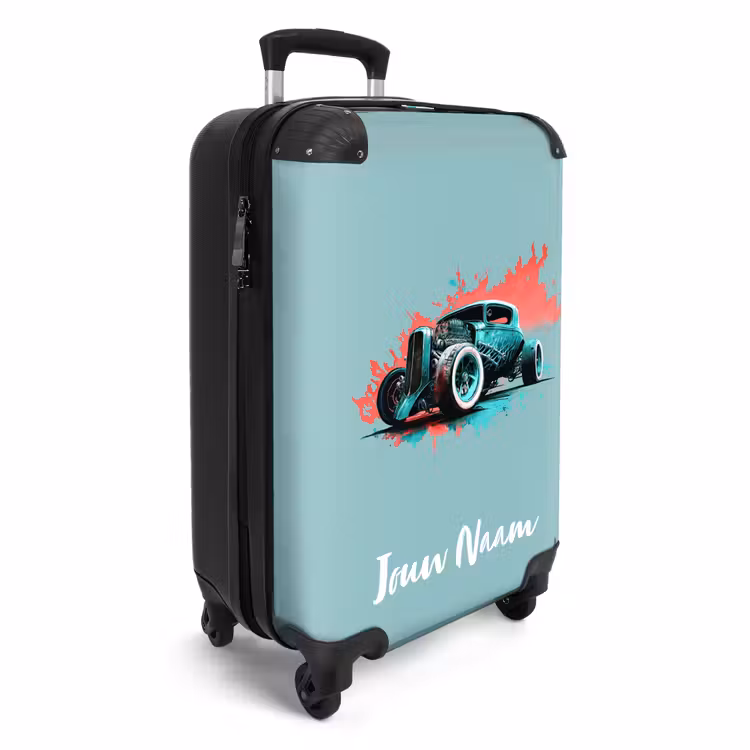 Koffer met naam - Hotrod turquoise — 2