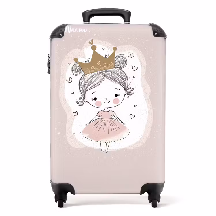 Koffer met naam - Prinses op gekleurde achtergrond met hartjes — 1
