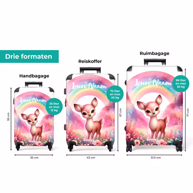Koffer met naam - Roze reebokje — 3