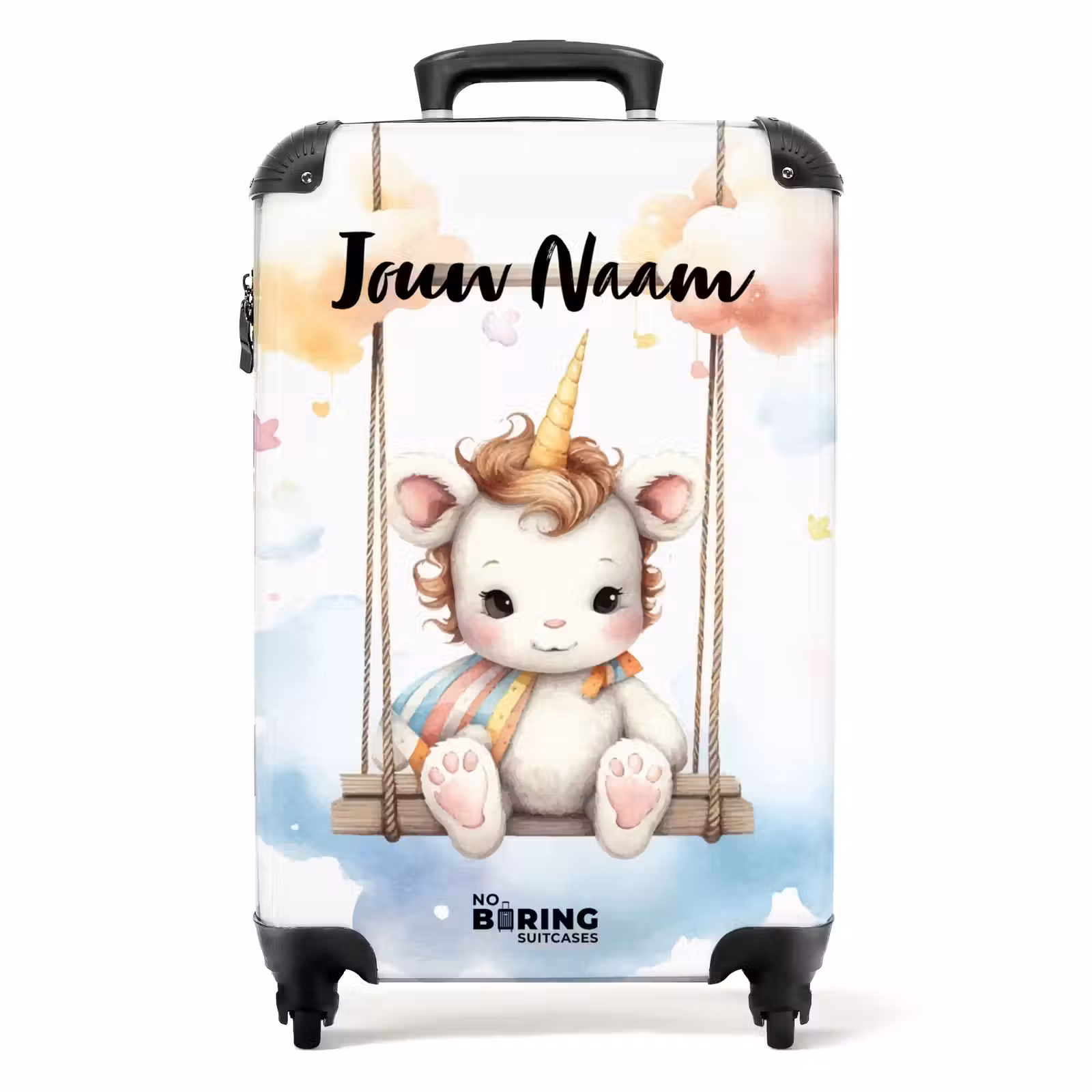 Koffer met naam - Schommelende baby eenhoorn — 1
