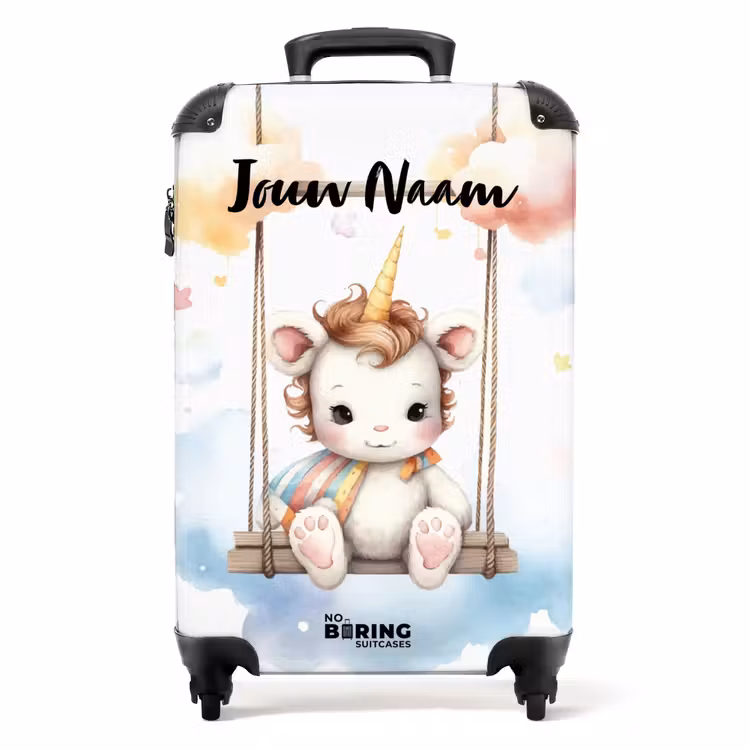 Koffer met naam - Schommelende baby eenhoorn — 1