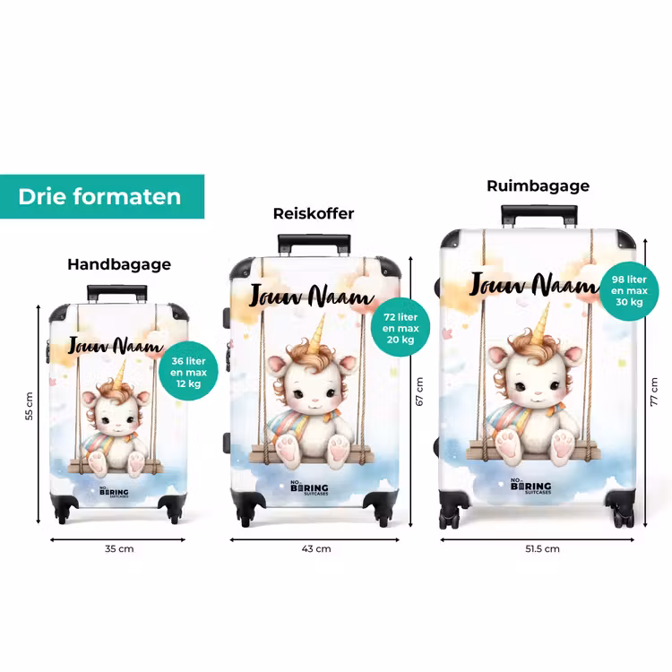 Koffer met naam - Schommelende baby eenhoorn — 3