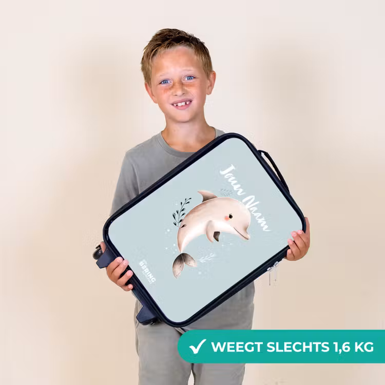 Kinderkoffer - Beige dolfijn in blauw water — 2