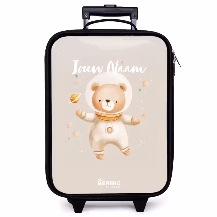 Kinderkoffer - Beige ruimtebeer zweeft tussen sterren — 1
