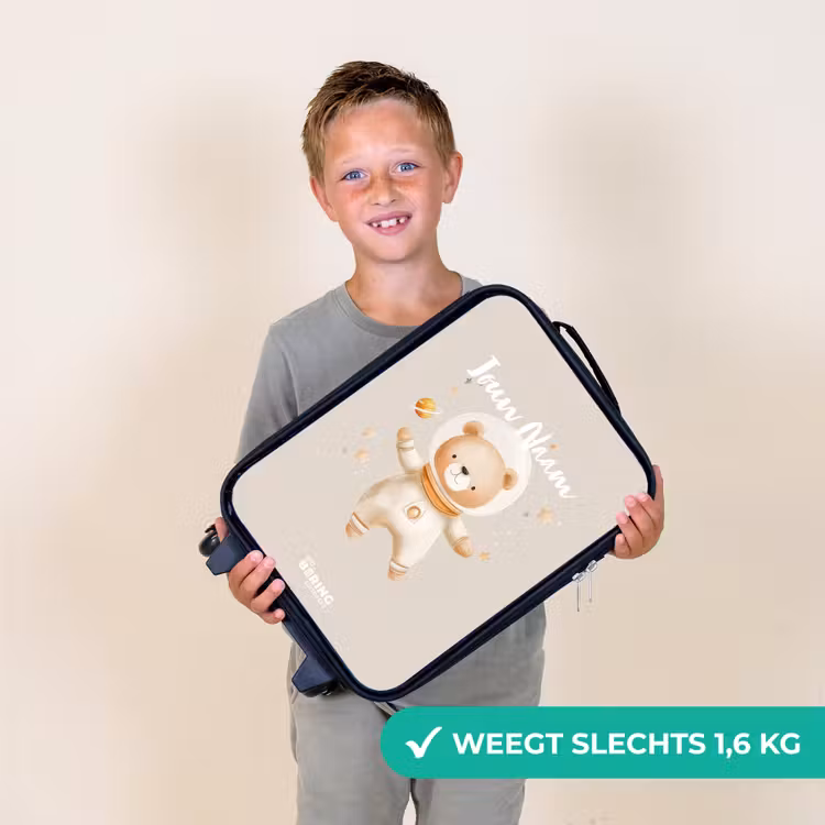 Kinderkoffer - Beige ruimtebeer zweeft tussen sterren — 2