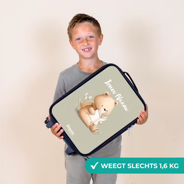 Kinderkoffer - Een bruine beer met een boek - Groen — 2
