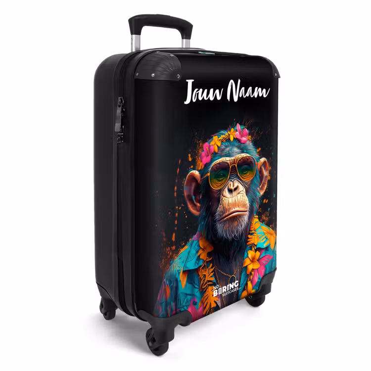 Koffer met naam - Chimpansee met Hawaii Blouse — 2