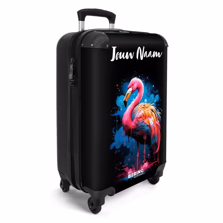 Koffer met naam - Gekleurde Flamingo voor een Verfexplosie — 2
