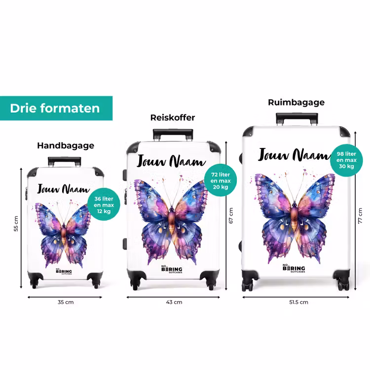 Koffer met naam - Paarse prachtvlinder — 3