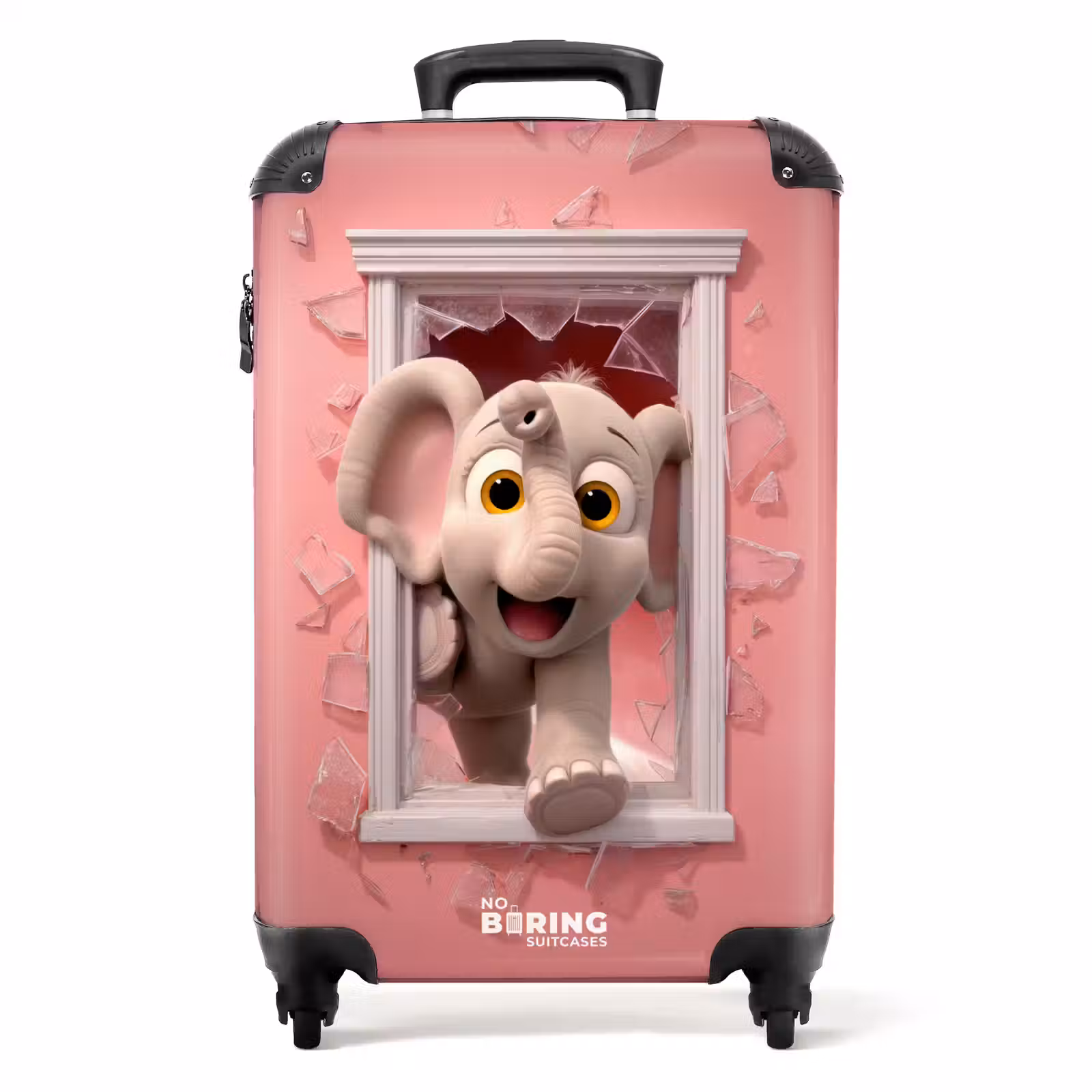 Koffer - Olifant breekt door roze raam met glas — 1
