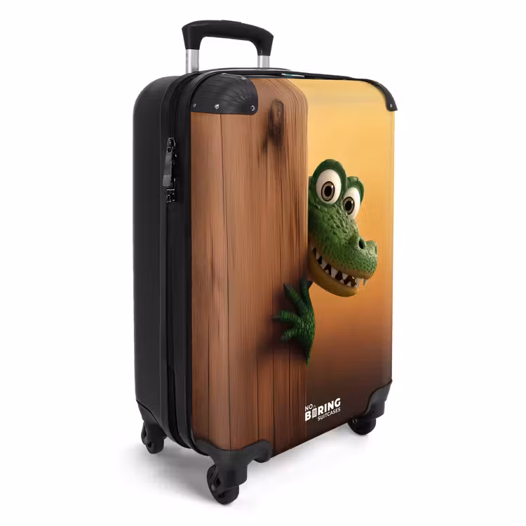 Koffer - Krokodil met grote ogen achter houten muur — 2