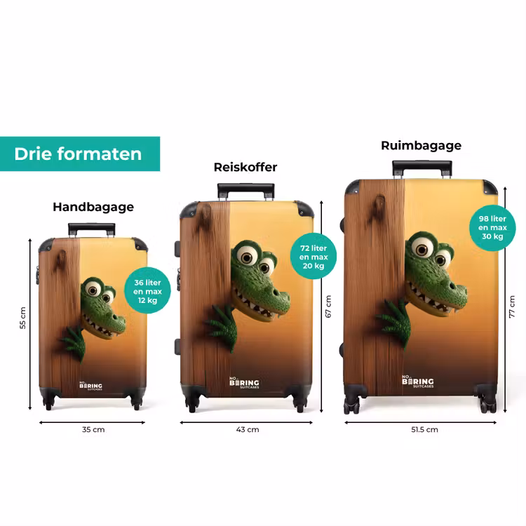 Koffer - Krokodil met grote ogen achter houten muur — 3