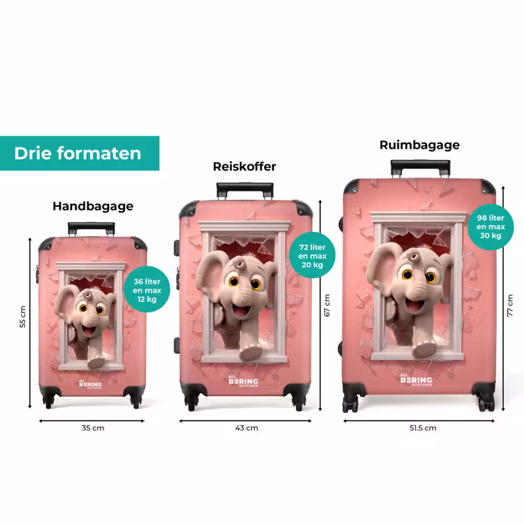Koffer - Olifant breekt door roze raam met glas — 3