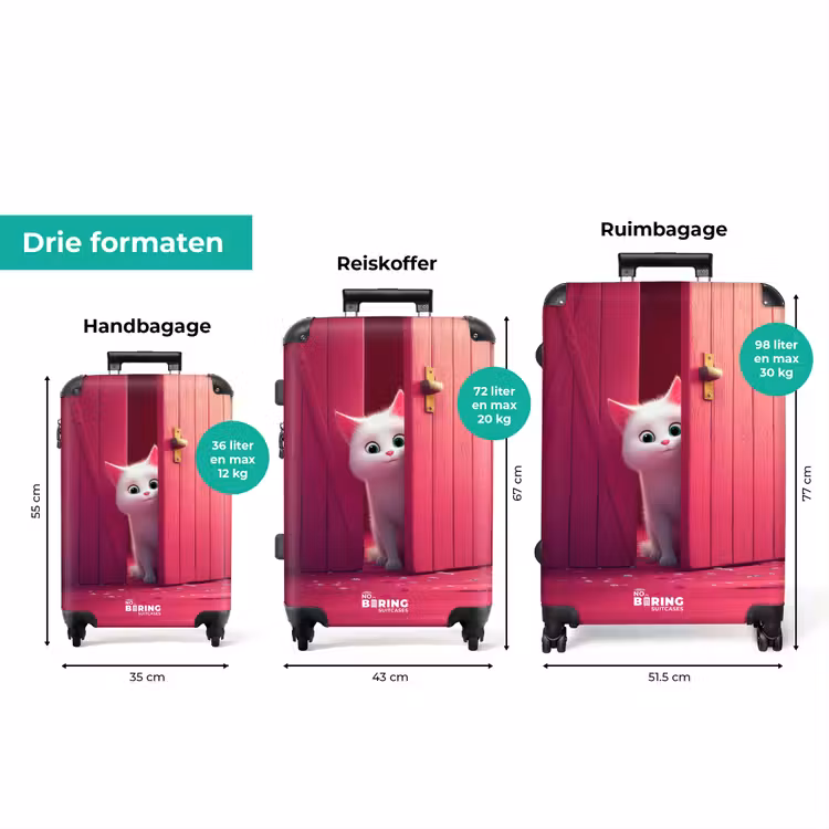 Koffer - Witte kat gluurt door roze deur — 3