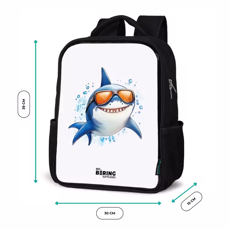 Kinderrugzak - Zwart - Coole haai met zonnebril in het water — 5