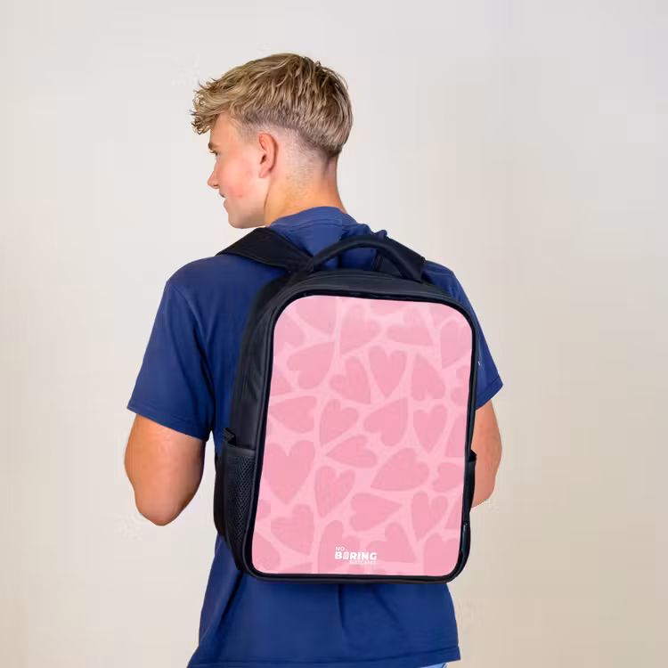 Kinderrugzak - Zwart - Roze hartjes patroon — 6