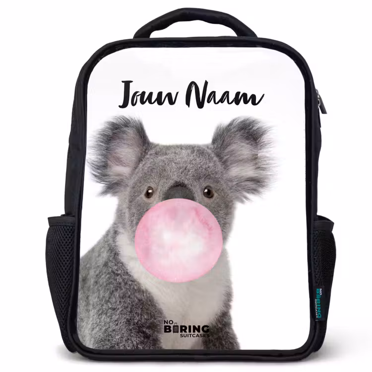 Kinderrugzak met naam - Zwart - Kauwgom koala — 1
