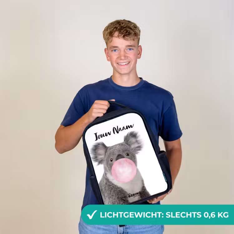 Kinderrugzak met naam - Zwart - Kauwgom koala — 3