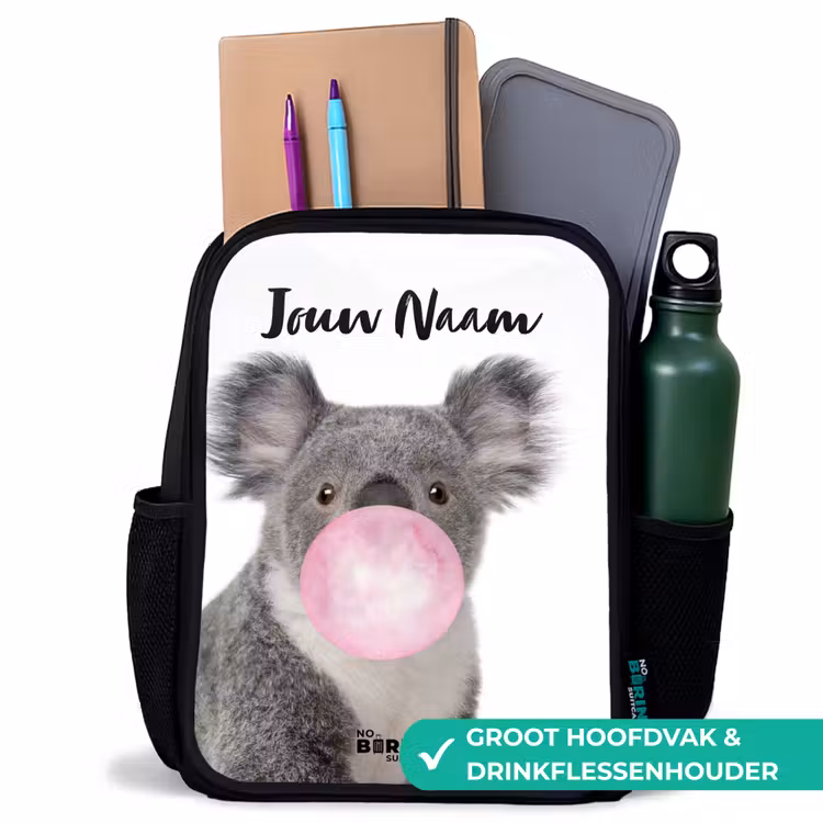 Kinderrugzak met naam - Zwart - Kauwgom koala — 4