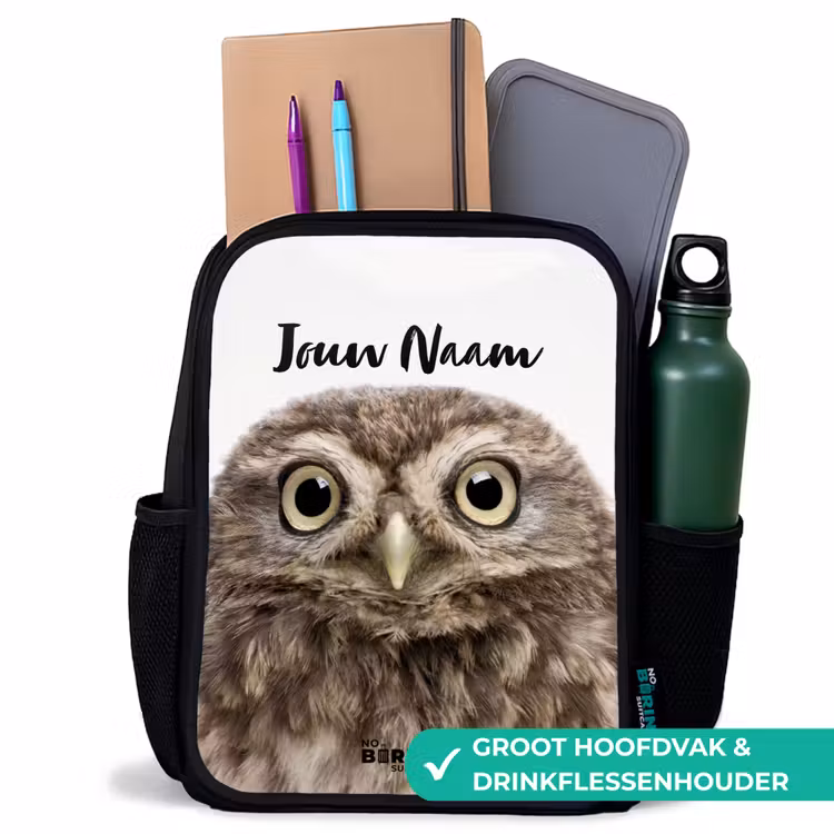 Kinderrugzak met naam - Zwart - Ulke Uil — 4