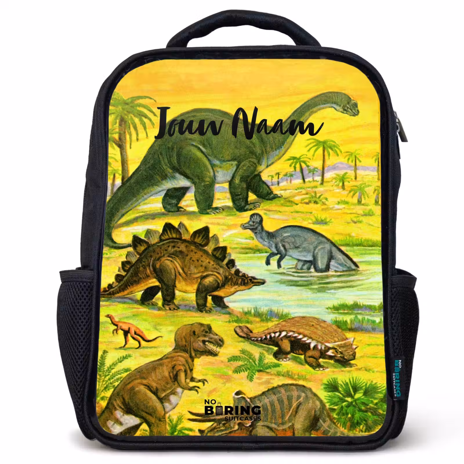 Kinderrugzak met naam - Zwart - Dinosaurus in Dinosaurusland — 1