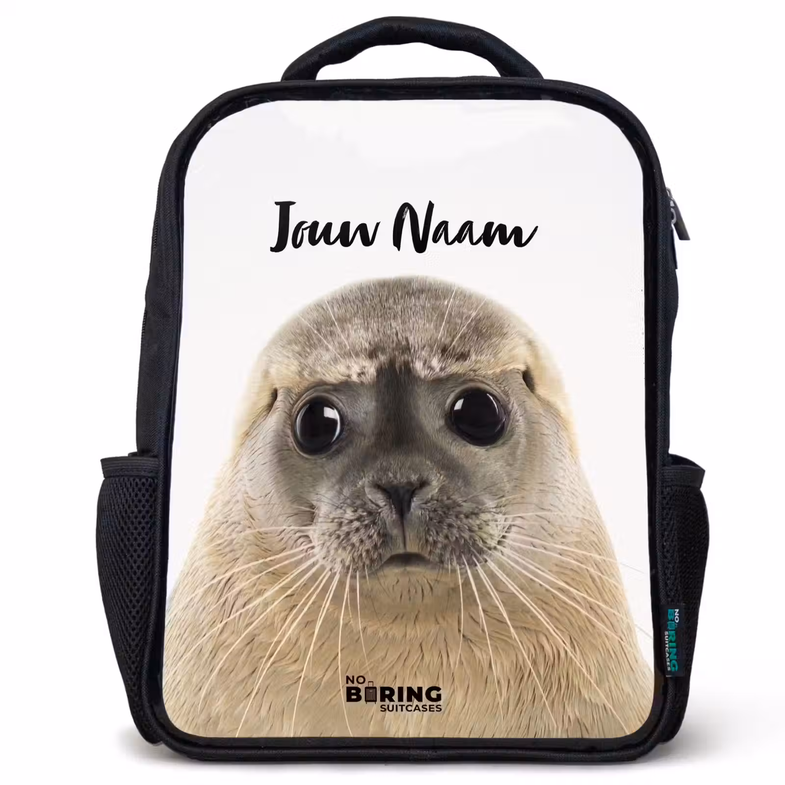 Kinderrugzak met naam - Zwart - Zyon Zeehond — 1