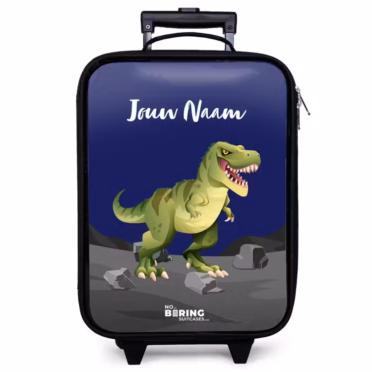 Kinderkoffer met naam - Zwart - Tjibbe T-Rex — 1
