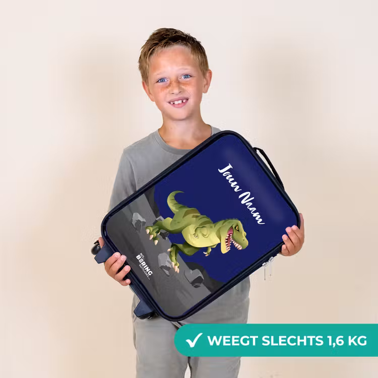 Kinderkoffer met naam - Zwart - Tjibbe T-Rex — 2