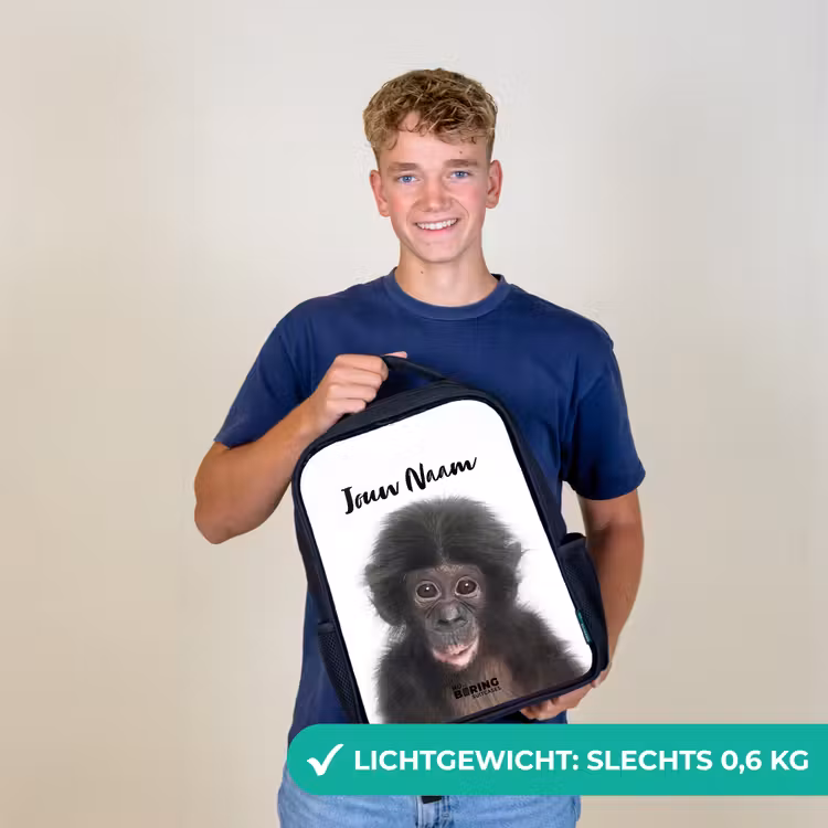 Kinderrugzak met naam - Zwart - Charlie Chimp — 3