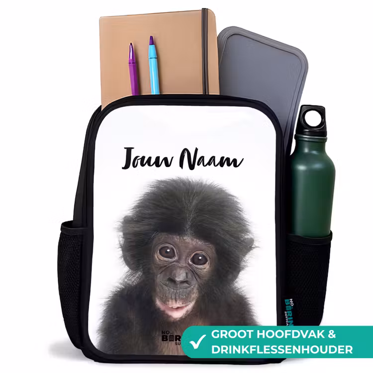 Kinderrugzak met naam - Zwart - Charlie Chimp — 4