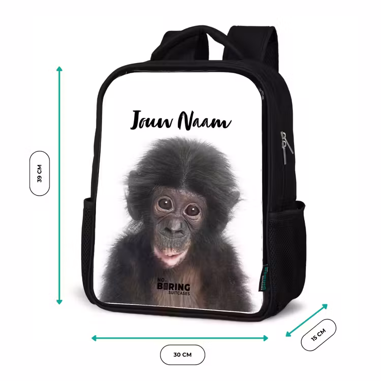 Kinderrugzak met naam - Zwart - Charlie Chimp — 5