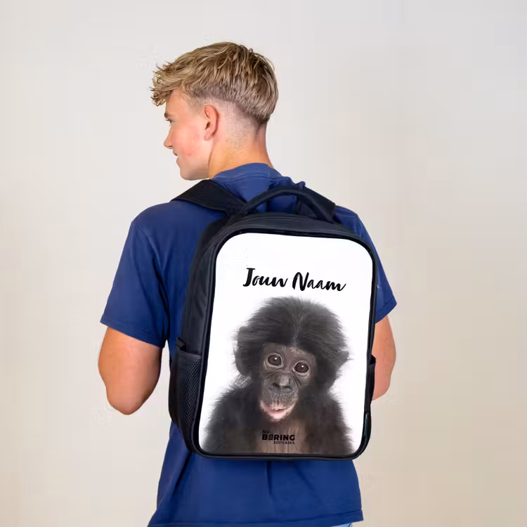 Kinderrugzak met naam - Zwart - Charlie Chimp — 6