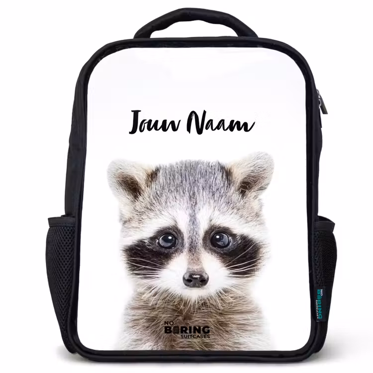 Kinderrugzak met naam - Zwart - Rachid Racoon — 1