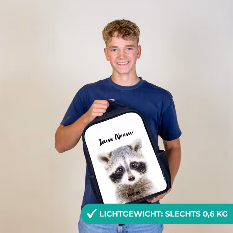 Kinderrugzak met naam - Zwart - Rachid Racoon — 3