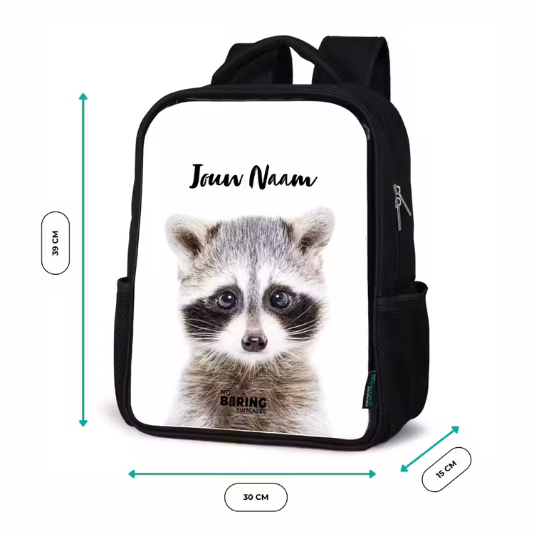 Kinderrugzak met naam - Zwart - Rachid Racoon — 5