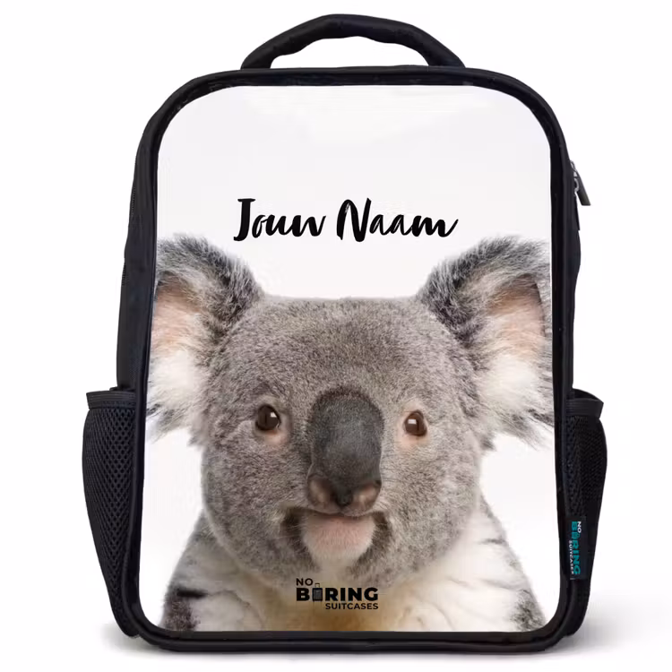 Kinderrugzak met naam - Zwart - Schattige Koala Beer — 1
