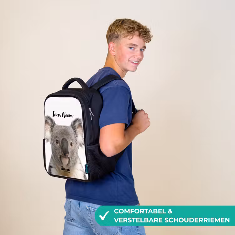 Kinderrugzak met naam - Zwart - Schattige Koala Beer — 2