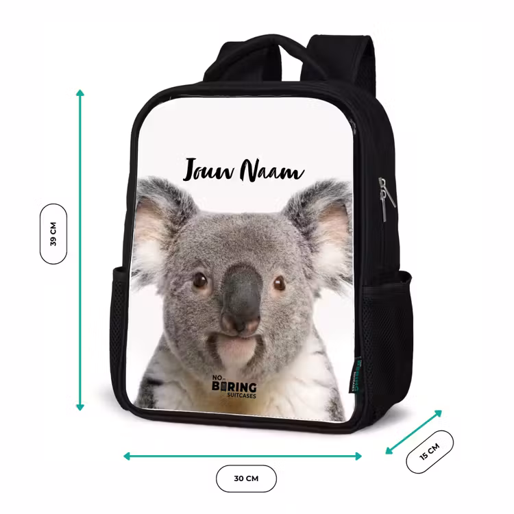 Kinderrugzak met naam - Zwart - Schattige Koala Beer — 5