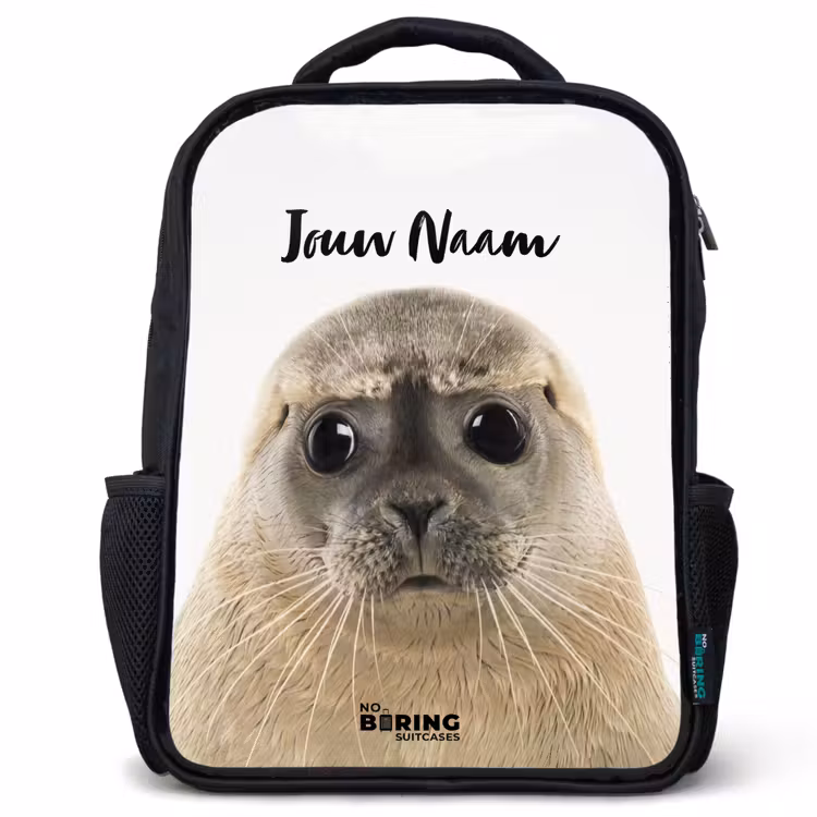 Kinderrugzak met naam - Zwart - Zyon Zeehond — 1