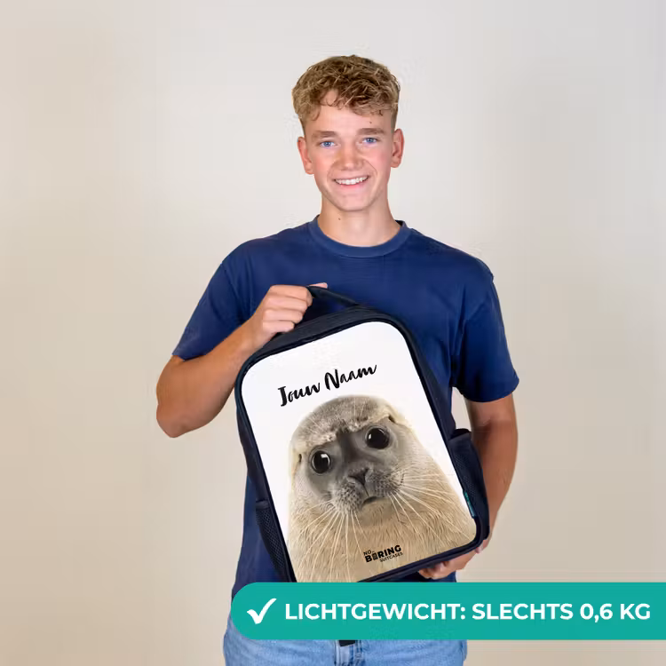 Kinderrugzak met naam - Zwart - Zyon Zeehond — 3