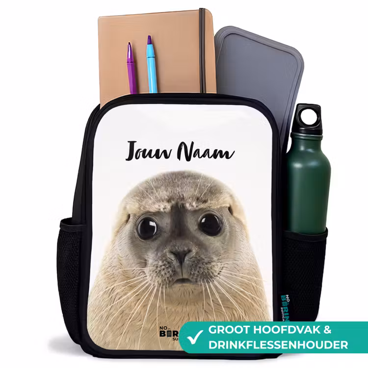 Kinderrugzak met naam - Zwart - Zyon Zeehond — 4
